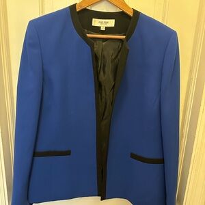 Jones Studio Royal Blue Collarless Blazer with Black Trim
